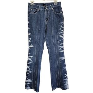 Nick & Sarah Womens Juniors Denim Blue Jeans Size 9/10 5-Pocket Bleached Stripes